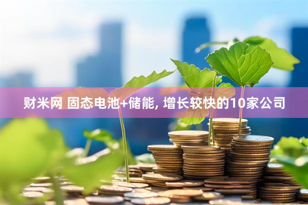 财米网 固态电池+储能, 增长较快的10家公司