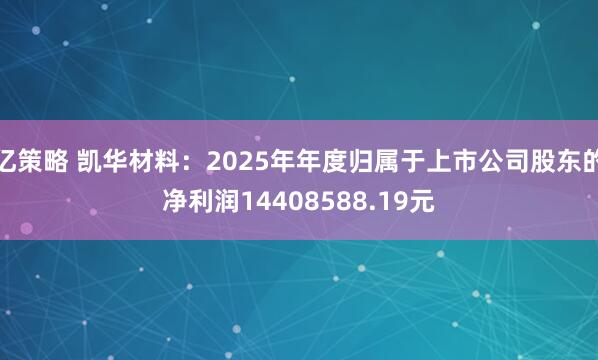 亿策略 凯华材料：2025年年度归属于上市公司股东的净利润14408588.19元